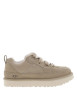 Thumbnail Sneakers larges en cuir taupe en daim à semelle plate et à lacets plats - Image 3