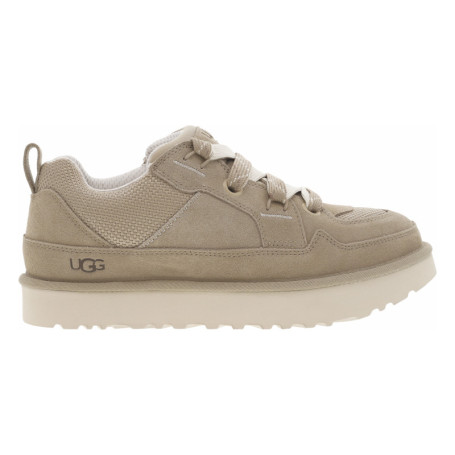 Sneakers larges en cuir taupe en daim à semelle...