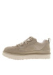 Thumbnail Sneakers larges en cuir taupe en daim à semelle plate et à lacets plats - Image 4