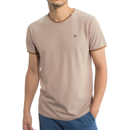 T-shirt manches courtes beige maille piquée...