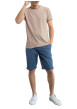 Thumbnail T-shirt manches courtes beige maille piquée avec une coupe droite et un col rond - Image 2