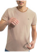 Thumbnail T-shirt manches courtes beige maille piquée avec une coupe droite et un col rond - Image 3