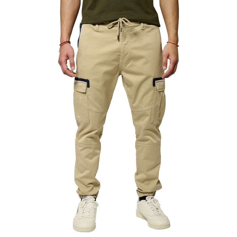 Kaporal - Cargo En Coton Beige Uni à Coupe Regular Fit Avec Un Cordon à Nouer à La Taille - Beige Kaporal - Cargo En Coton Beige Uni à Coupe Regular Fit Avec Un Cordon à Nouer à La Taille - Beige