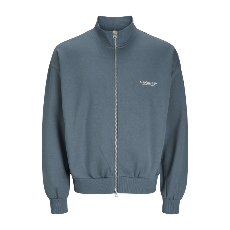 Jack & Jones - Gilet Zippé Bleu Uni En Maille Piquée à Coupe Droite Avec Un Col Montant - Bleu