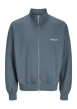 Thumbnail Gilet zippé bleu uni en maille piquée à coupe droite avec un col montant