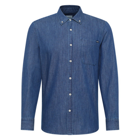Chemise en coton bleue brut aspect denim à...