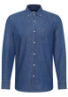 Thumbnail Chemise en coton bleue brut aspect denim à coupe slim fit et à col américain
