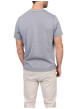 Thumbnail T-shirt bleu marine et blanc uni en maille piquée à coupe droite et à col v - Image 2