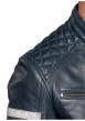 Thumbnail Blouson en cuir bleu marine uni avec des poches zippées et à coupe ajustée - Image 5