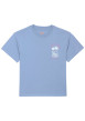 Thumbnail T-shirt en coton bleu imprimé au dos et à la poitrine à coupe droite