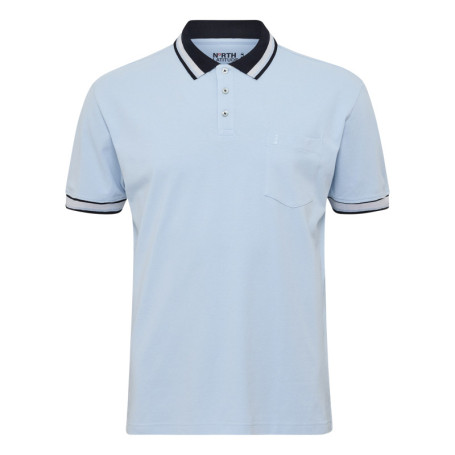 Polo en coton bleu ciel à détails bleus marine...