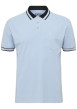 Thumbnail Polo en coton bleu ciel à détails bleus marine uni à coupe droite avec une poche