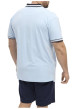 Thumbnail Polo en coton bleu ciel à détails bleus marine uni à coupe droite avec une poche - Image 4