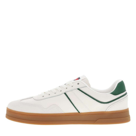 Tennis en cuir écrues avec des détails verts à...