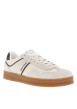 Thumbnail Tennis en cuir écrues à détails bleus marine à semelle plate et à lacets plats - Image 3