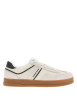 Thumbnail Tennis en cuir écrues à détails bleus marine à semelle plate et à lacets plats