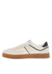 Thumbnail Tennis en cuir écrues à détails bleus marine à semelle plate et à lacets plats - Image 2