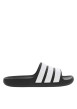 Thumbnail Claquettes noires avec des bandes blanches à l'avant et à semelle plate