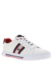 Thumbnail Tennis en toile basses blanches à détails marine et rouges à lacets plats - Image 3