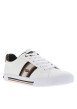 Thumbnail Tennis en toile basses blanches à détails noirs et camel et à lacets plats - Image 3