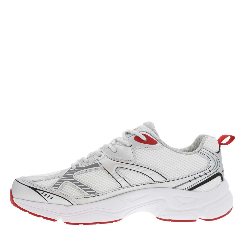 Kaporal - Baskets Running Blanches à Détails Gris Et Rouges à Semelle Plate - Blanc Kaporal - Baskets Running Blanches à Détails Gris Et Rouges à Semelle Plate - Blanc