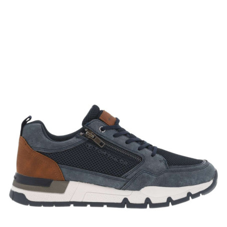 Sneakers bleues marine à empiècements en filet...