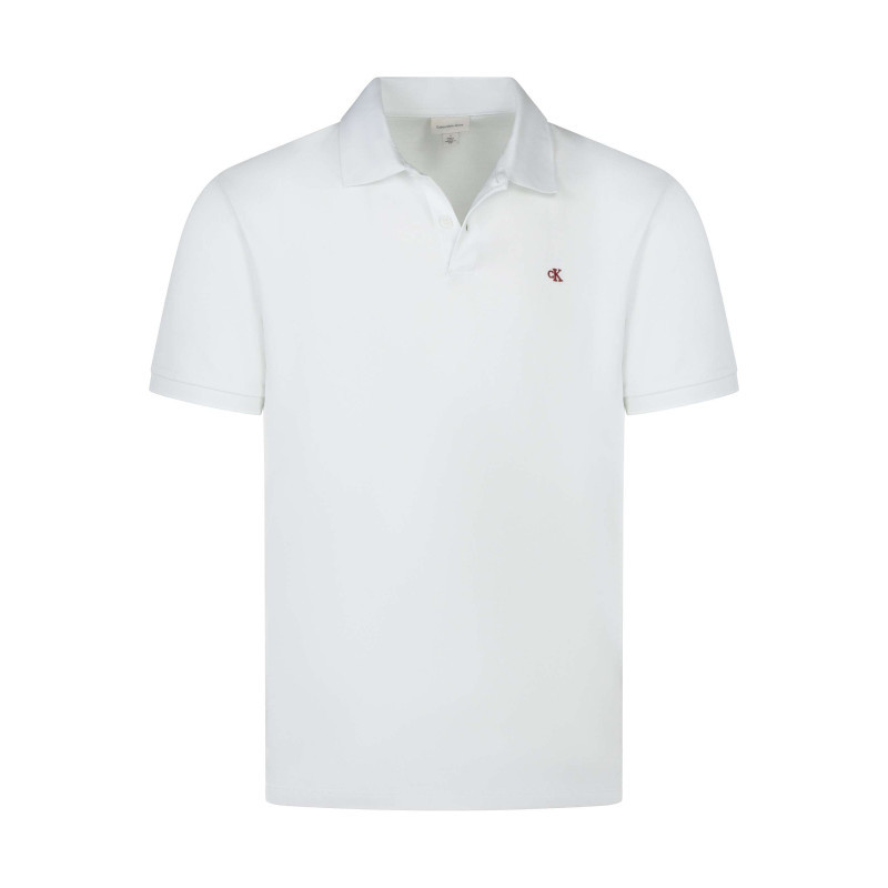 Calvin Klein Jeans - Polo En Coton Blanc Maille Piquée Avec Un Col à Revers Et Une Coupe Droite - Blanc