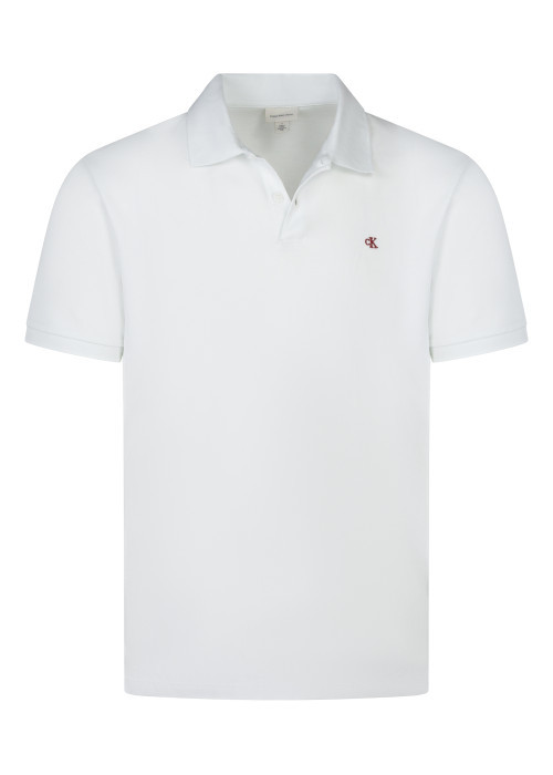 Polo Calvin Klein coton avec manches courtes et col à revers blanc maille piquée