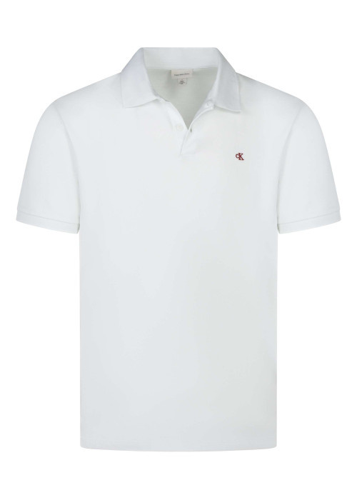Polo en coton blanc maille piquée avec un col à revers et une coupe droite