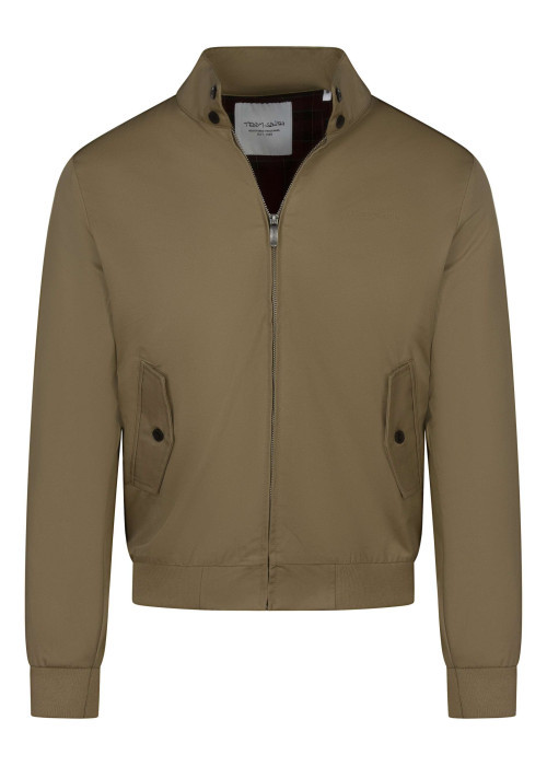 Blouson manches longues beige uni avec une coupe droite et un col montant