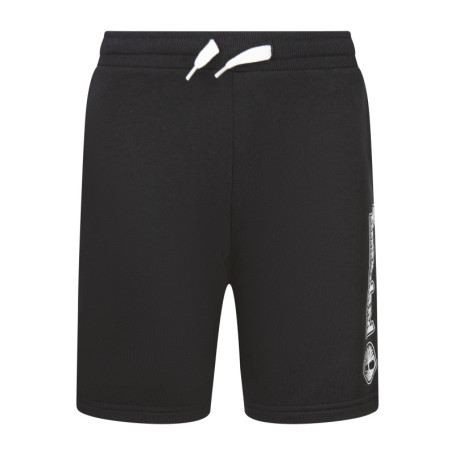 Short Jogging en coton mélangé noir uni avec...