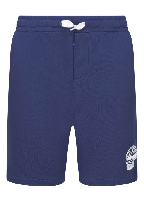 Short Jogging en coton mélangé marine uni avec une coupe droite