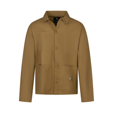 Surchemise manches longues en coton bronze unie...