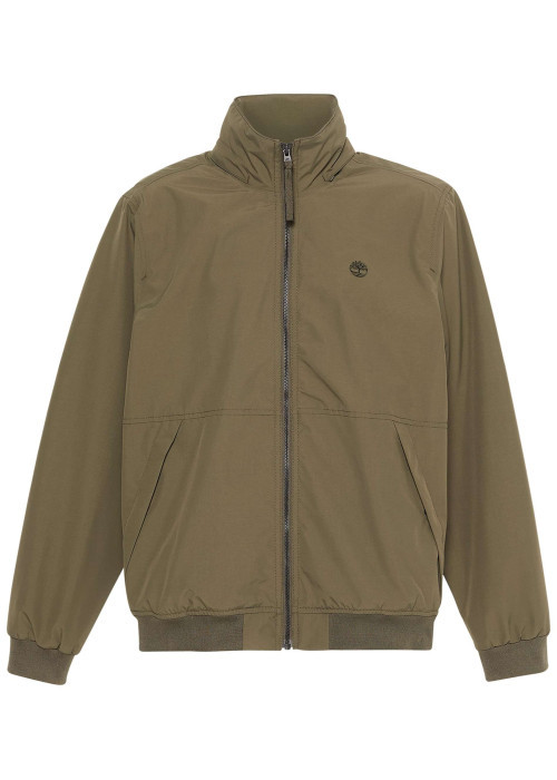Blouson manches longues beige uni avec une coupe droite et un col à capuche