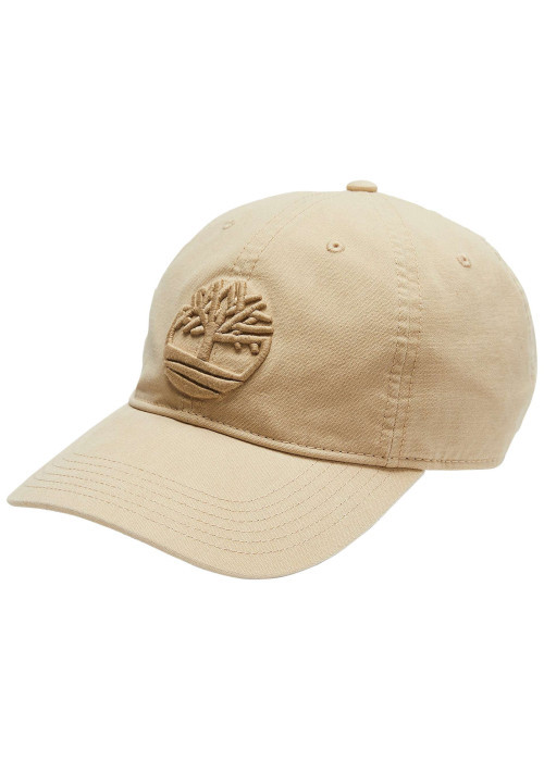 Casquette en coton beige unie avec une fermeture ajustable à l'arrière