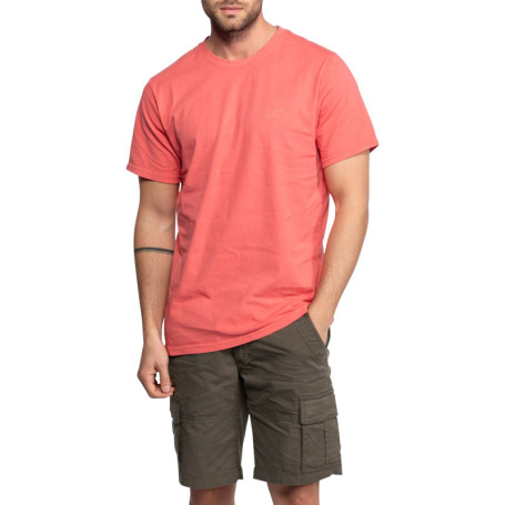 T-shirt en coton corail uni à col rond avec une...