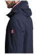 Thumbnail Parka à capuche bleue marine uni à coupe longue et à détails tricolores - Image 3