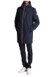 Thumbnail Parka à capuche bleue marine uni à coupe longue et à détails tricolores - Image 4