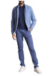 Thumbnail Blouson bleu uni à col montant avec des poches latérales zippées