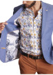 Thumbnail Blazer en coton mélangé bleu uni à coupe ajustée fermé par deux boutons - Image 3