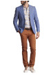Thumbnail Blazer en coton mélangé bleu uni à coupe ajustée fermé par deux boutons - Image 4