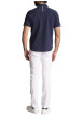 Thumbnail Chemise à manches courtes en coton bleue marine unie à coupe slim fit - Image 2