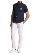 Thumbnail Chemise à manches courtes en coton bleue marine unie à coupe slim fit - Image 4