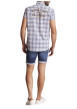 Thumbnail Chemise à manches courtes en coton grise imprimée tartan et à coupe regular fit - Image 2
