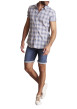 Thumbnail Chemise à manches courtes en coton grise imprimée tartan et à coupe regular fit - Image 4
