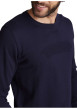 Thumbnail Pull en coton bleu marine uni à coupe ajustée avec le logo ton sur ton - Image 3