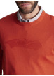 Thumbnail Pull en coton rouge brique uni à coupe ajustée avec le logo ton sur ton - Image 3