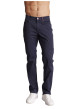 Thumbnail Pantalon en coton bleu marine uni à coupe regular fit et à détails tricolores