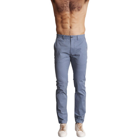 Pantalon chino en coton bleu gris uni à coupe...