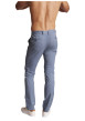 Thumbnail Pantalon chino en coton bleu gris uni à coupe slim fit avec des passants - Image 2